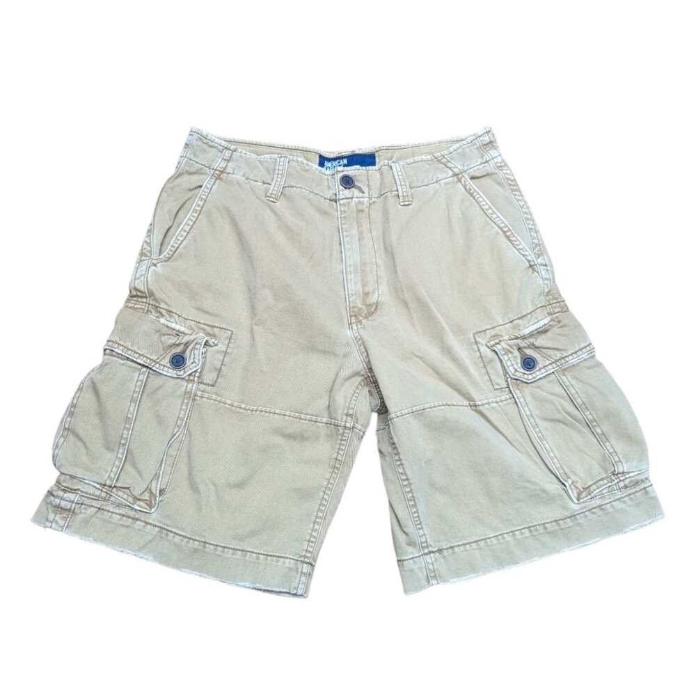 American Eagle Outfitters Khaki Lived-In Straight Relaxed Cargo Shorts Size 33
